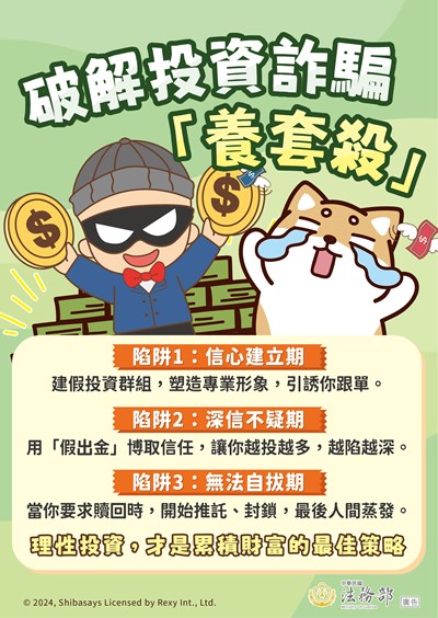 法務部反詐騙海報破解投資詐騙